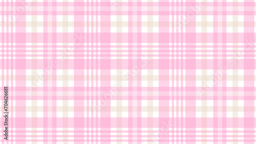 Pink and beige plaid fabric texture background