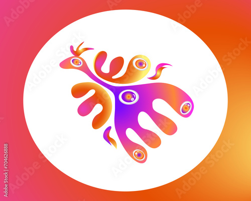 Bright magical stylized firebird fairy tale. Vector isolated