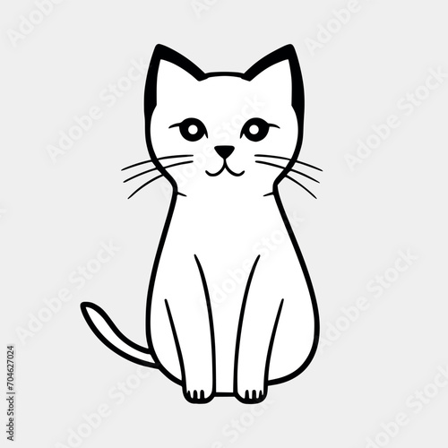 Cute cat vector black and white cartoon character design collection. White background. Pets  Animals.