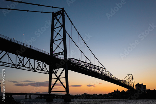 pôr-do-sol Ponte Hercílio Luz de Florianópolis SC Brasil Florianopolis 