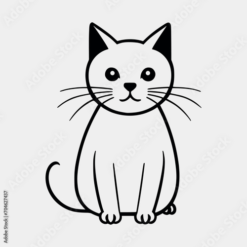 Cute cat vector black and white cartoon character design collection. White background. Pets, Animals.