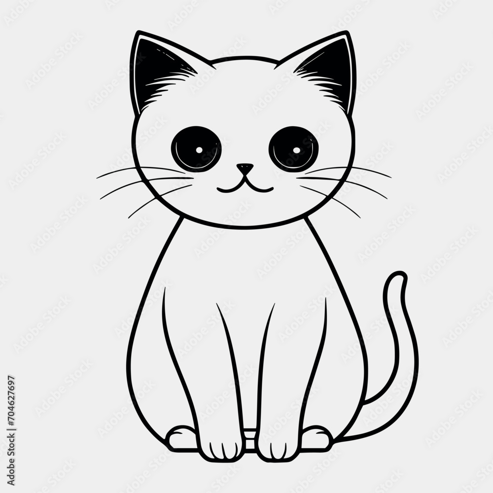 Cute cat vector black and white cartoon character design collection. White background. Pets, Animals. Cute cat vector black and white cartoon character design collection. White background. Pets, Animals.