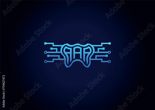 Letter AAA Modern Technology Vector Monogram Dental care shape Logo.