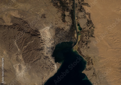 Obraz na płótnie Suez, Egipto. Imagen generada a partir de Landsat