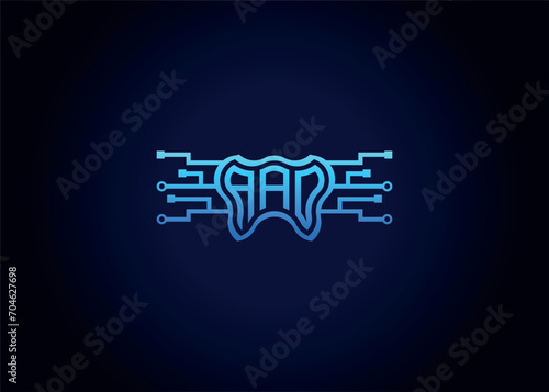 Letter AAD Modern Technology Vector Monogram Dental care shape Logo. photo