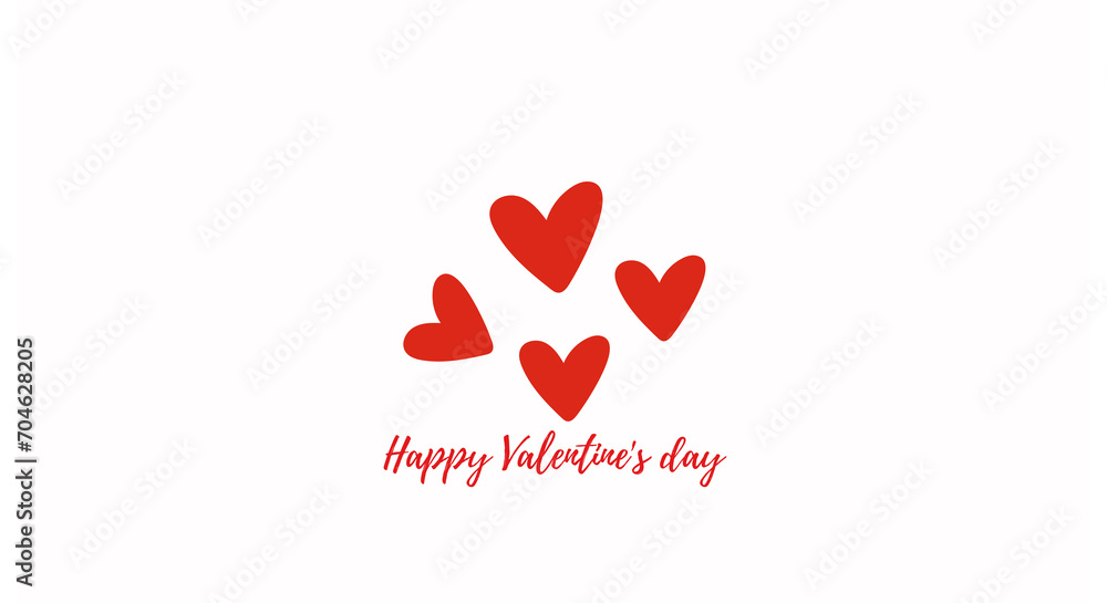 Red hearts on isolated white background with inscription - Happy Valentine's day Red hearts on isolated white background with inscription - Happy Valentine's day