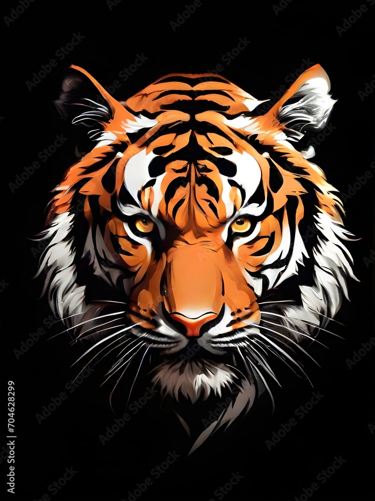 Tiger portrait on black illustrations. IA generativa Tiger portrait on black illustrations. IA generativa