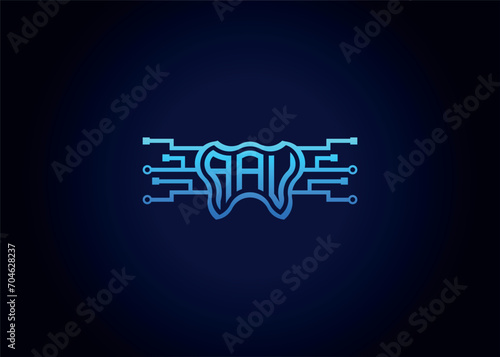 Letter AAV Modern Technology Vector Monogram Dental care shape Logo. photo