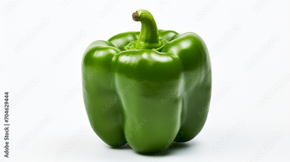 Green pepper on white background. Neural network AI generated art Green pepper on white background. Neural network AI generated art