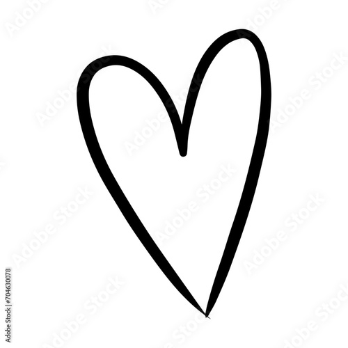 Heart symbol icon, hand drawn element of love and romantic doodle art illustration 
