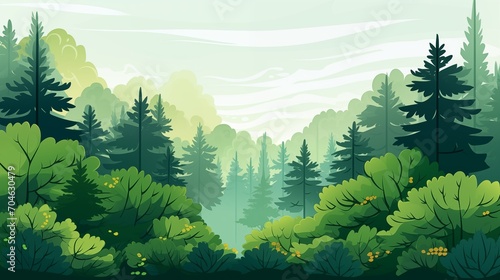 Banner of a flourishing forest  symbolizing reforestation efforts  healthy ecosystem  environmental restoration  ecology