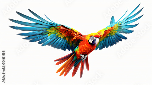 Colorful flying parrot isolated on white © Alizeh