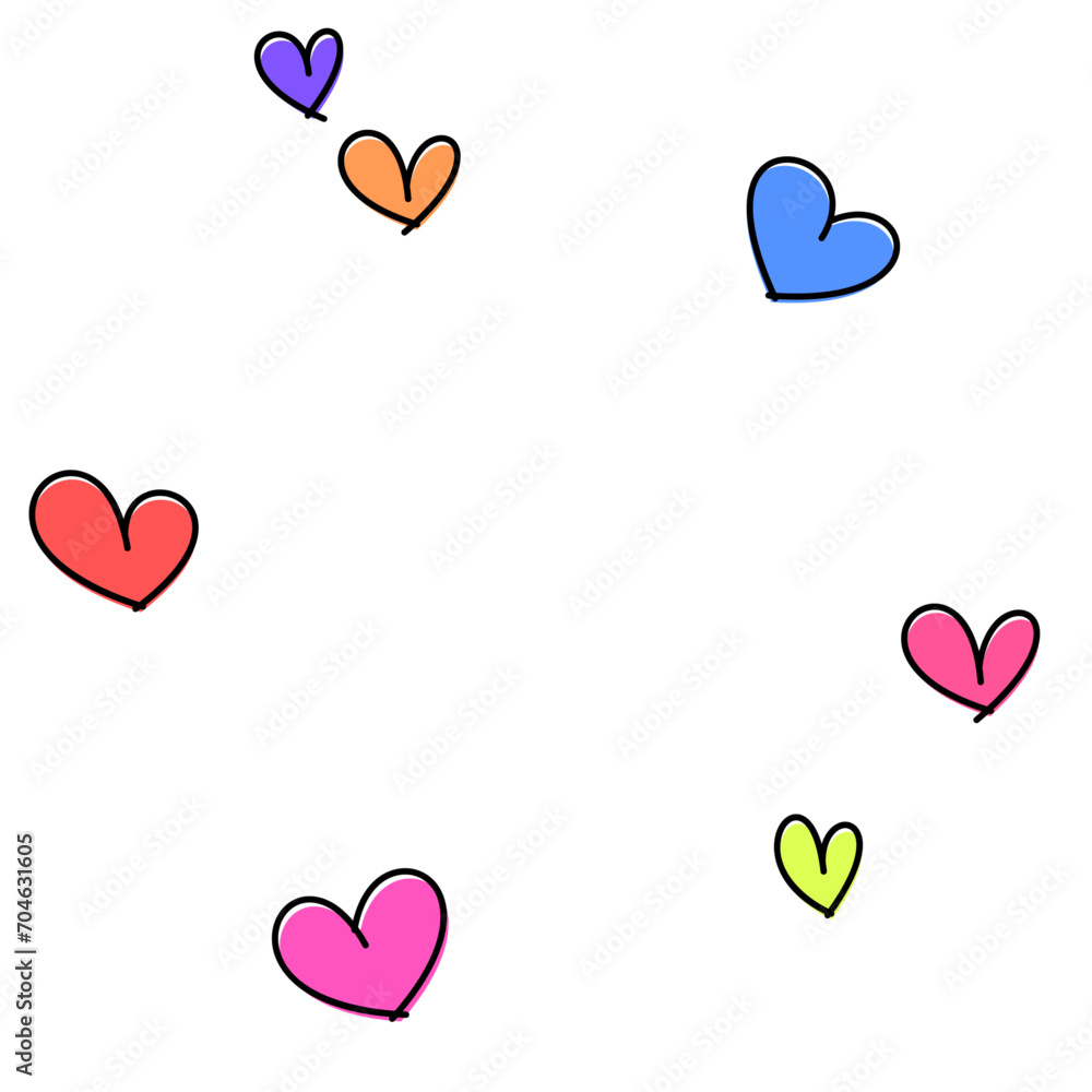 Bubble line art colorful heart shapes. Abstract background for flier, poster.