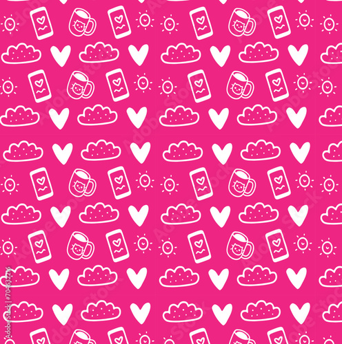 seamless background with pink hearts