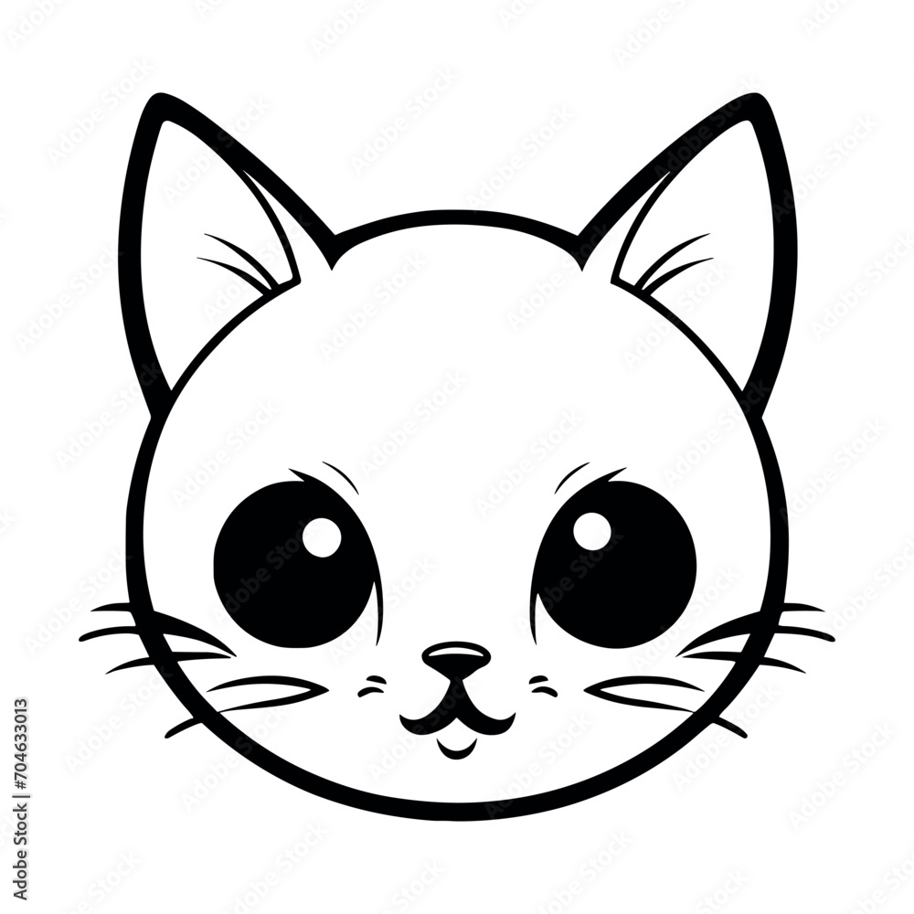 Cute cat vector black and white cartoon character design collection. White background. Pets, Animals. Cute cat vector black and white cartoon character design collection. White background. Pets, Animals.