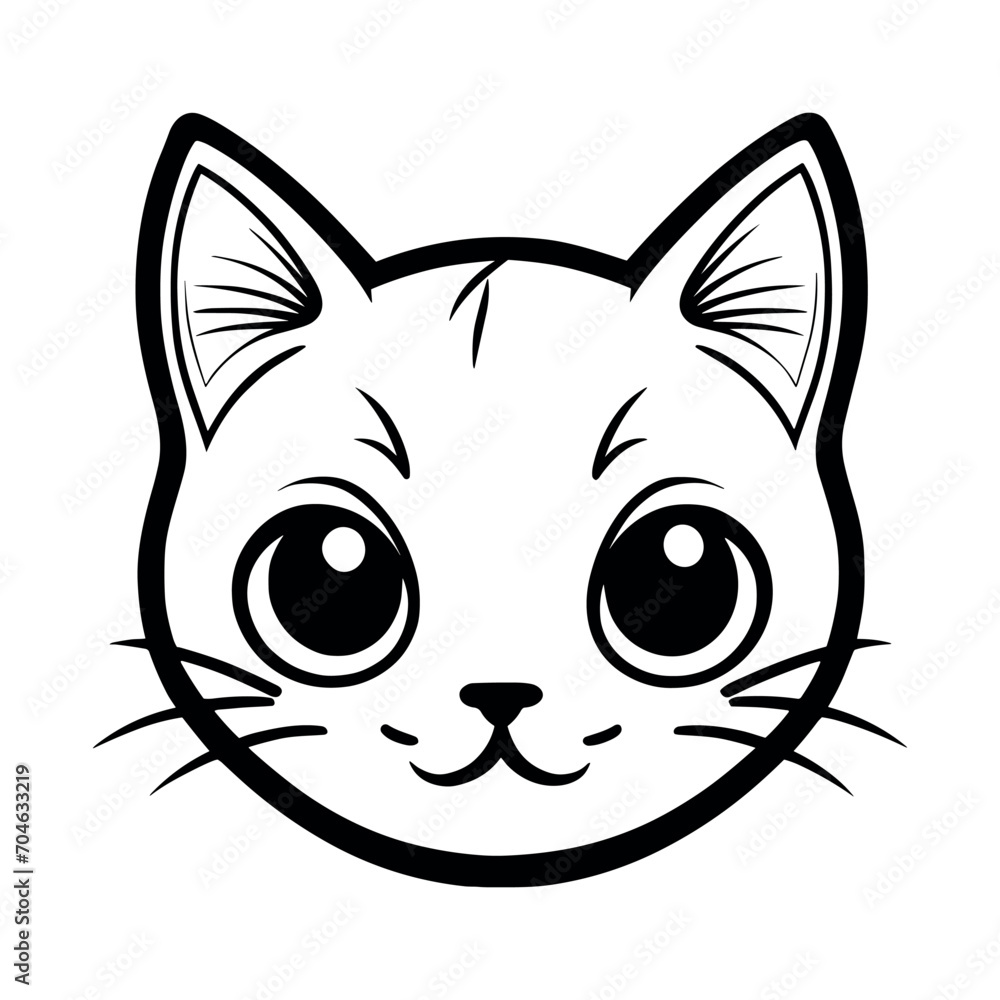 Cute cat vector black and white cartoon character design collection. White background. Pets, Animals. Cute cat vector black and white cartoon character design collection. White background. Pets, Animals.