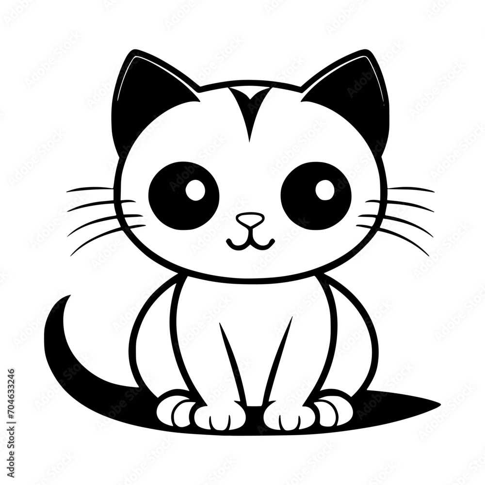 Cute cat vector black and white cartoon character design collection. White background. Pets, Animals. Cute cat vector black and white cartoon character design collection. White background. Pets, Animals.