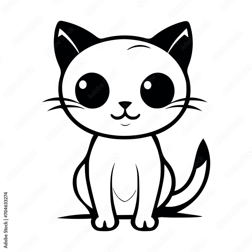 Cute cat vector black and white cartoon character design collection. White background. Pets, Animals. Cute cat vector black and white cartoon character design collection. White background. Pets, Animals.