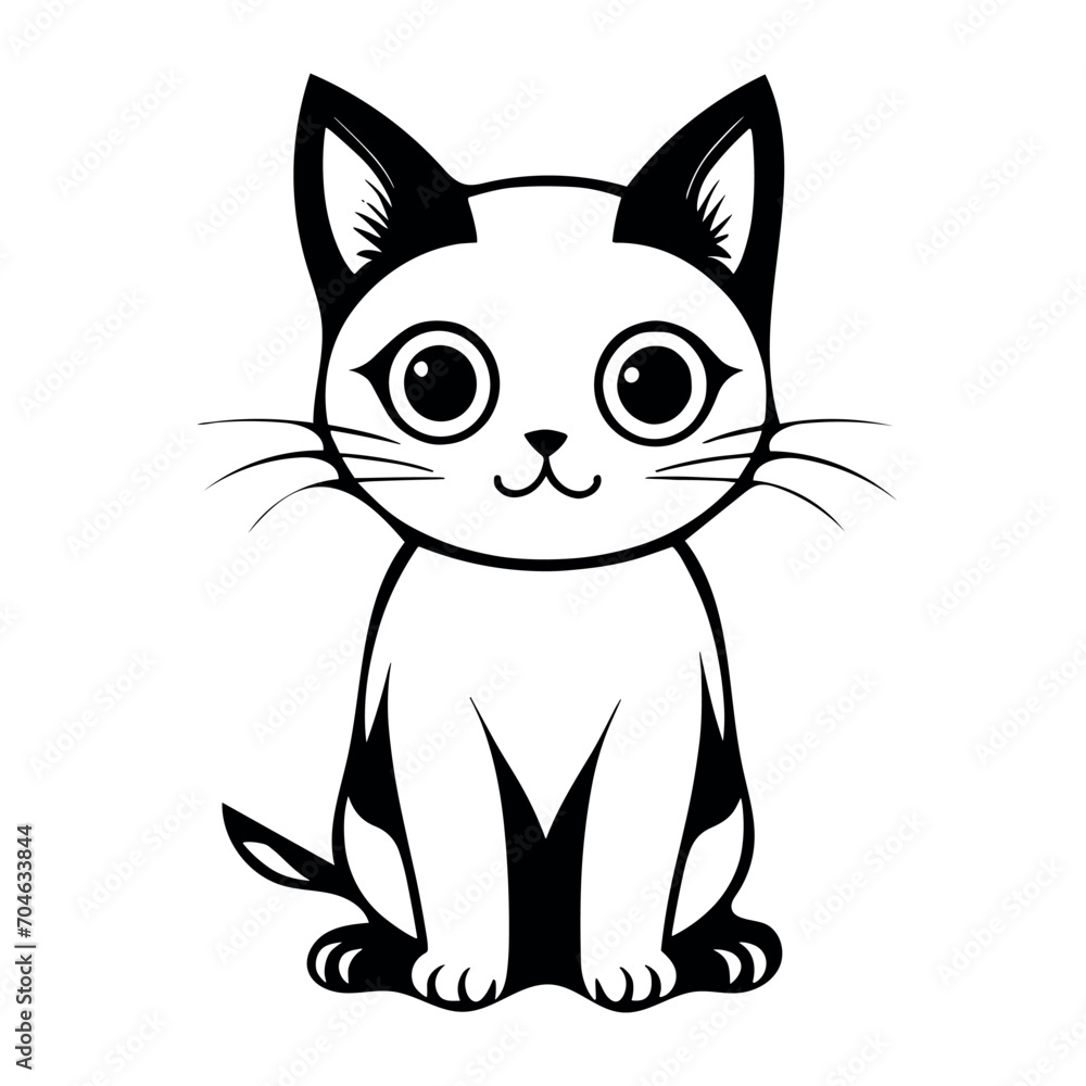 Cute cat vector black and white cartoon character design collection. White background. Pets, Animals. Cute cat vector black and white cartoon character design collection. White background. Pets, Animals.