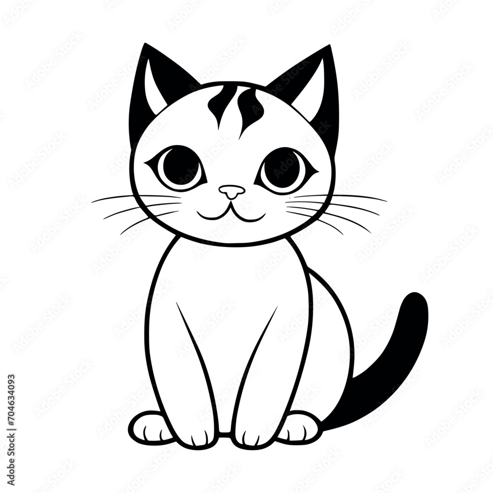 Cute cat vector black and white cartoon character design collection. White background. Pets, Animals. Cute cat vector black and white cartoon character design collection. White background. Pets, Animals.