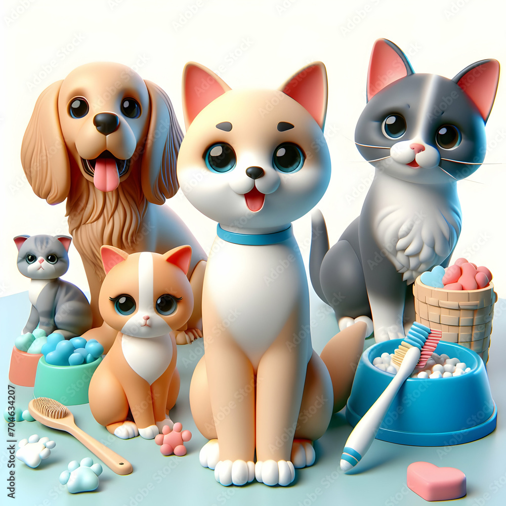 Fototapeta premium cat and dog set 