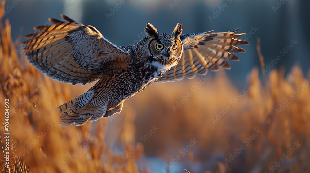 Obraz premium Witness the grace and majesty of a magnificent owl captured in its natural habitat. Ai generated