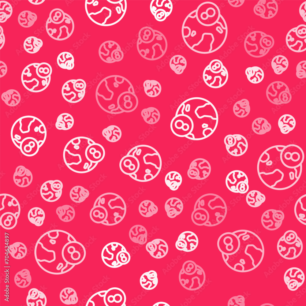 White line 8 March icon isolated seamless pattern on red background. International Happy Women Day. Vector White line 8 March icon isolated seamless pattern on red background. International Happy Women Day. Vector