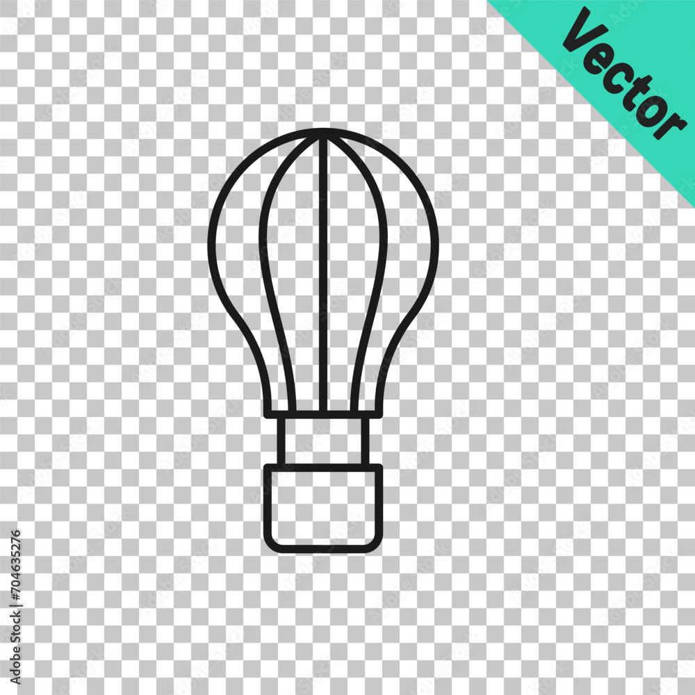 Black line Hot air balloon icon isolated on transparent background. Air transport for travel. Vector Black line Hot air balloon icon isolated on transparent background. Air transport for travel. Vector