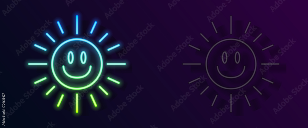 Glowing neon line Sun icon isolated on black background. Vector Glowing neon line Sun icon isolated on black background. Vector