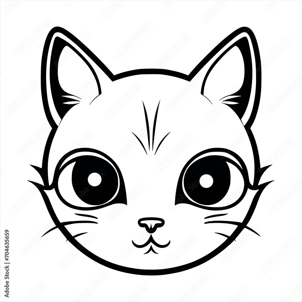 Cute cat vector black and white cartoon character design collection. White background. Pets, Animals. Cute cat vector black and white cartoon character design collection. White background. Pets, Animals.