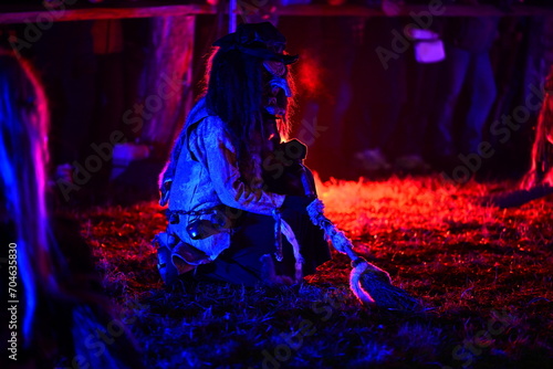 Geschnitzte Masken bei einer Rauhnacht Show photo