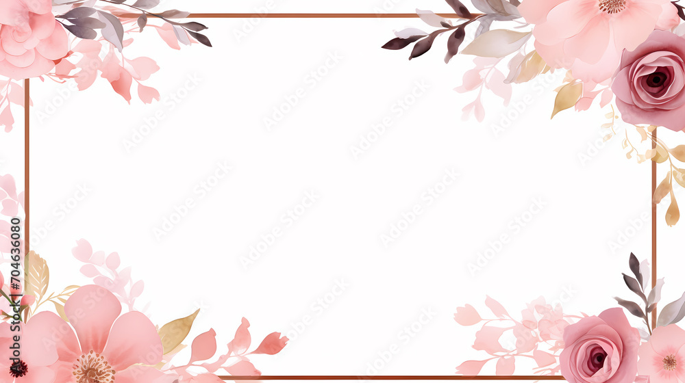 Fototapeta premium Floral frame with decorative flowers, decorative flower background pattern, floral border background