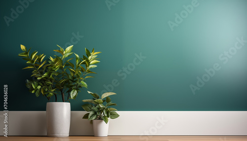 flowers on a green wall background. mockup for product demonstration, presentation design.
