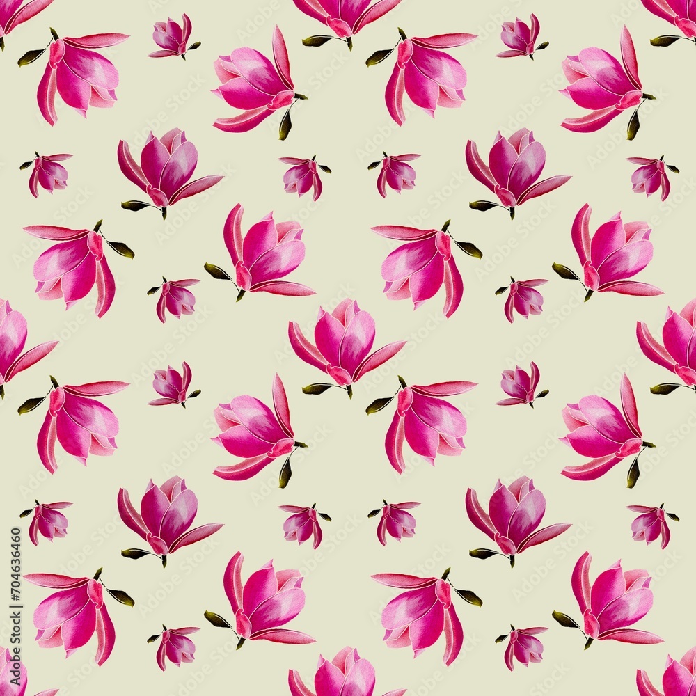 seamless pattern with pink flowers