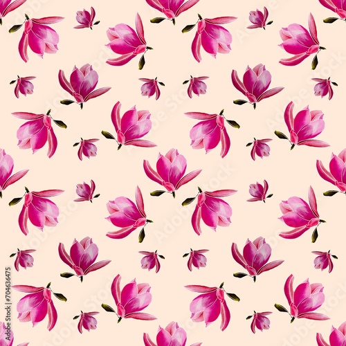 Wallpaper Mural seamless pattern with pink flowers Torontodigital.ca