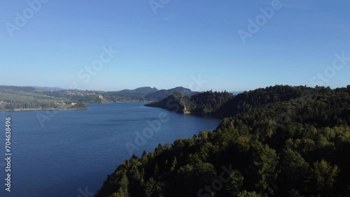 Wallpaper Mural Drone flight above Czorsztyn Lake near Niedzica and Czorsztyn, Poland. Torontodigital.ca