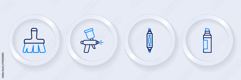 Set line Marker pen, Paint spray gun and brush icon. Vector Set line Marker pen, Paint spray gun and brush icon. Vector