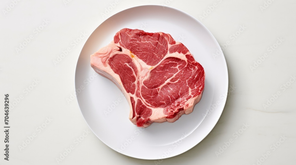 Boneless Ribeye Steak on a White Plate Boneless Ribeye Steak on a White Plate