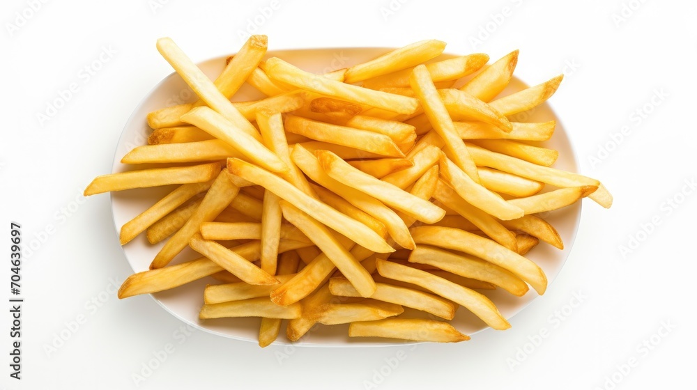 top-down photo of French Fries isolated on a white background top-down photo of French Fries isolated on a white background