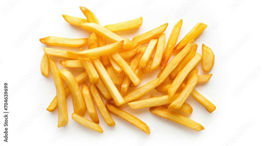 top-down photo of French Fries isolated on a white background top-down photo of French Fries isolated on a white background