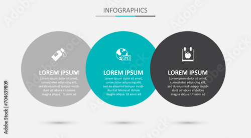 Set GMO, Bottle of water and Diet plan. Business infographic template. Vector