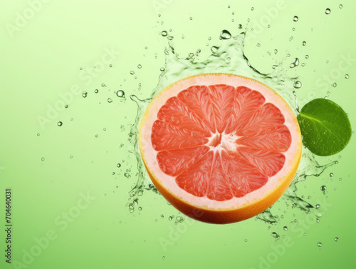 Fresh Grapefruit splashing in clean water