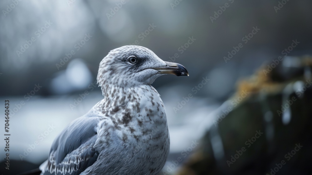 a gray and white bird sitting on top of a wooden fence next to a body of water with trees in the background. a gray and white bird sitting on top of a wooden fence next to a body of water with trees in the background.