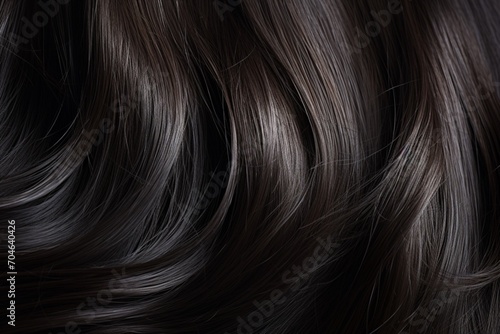 Dark brown hair close-up, macro textured background