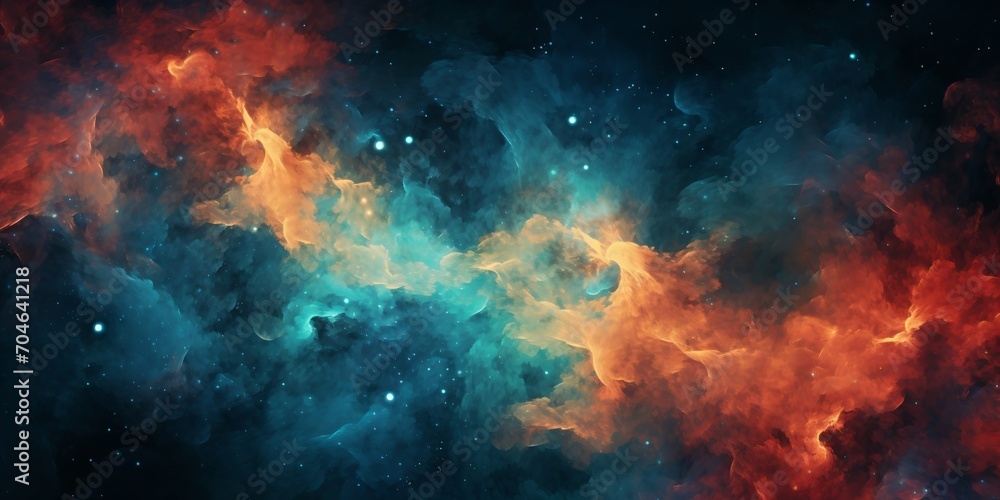 Obraz premium Blue and orange abstract painting of a nebula
