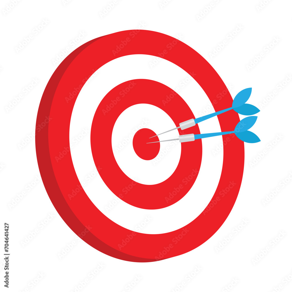 vector graphic illustration of a darts game, target and arrows