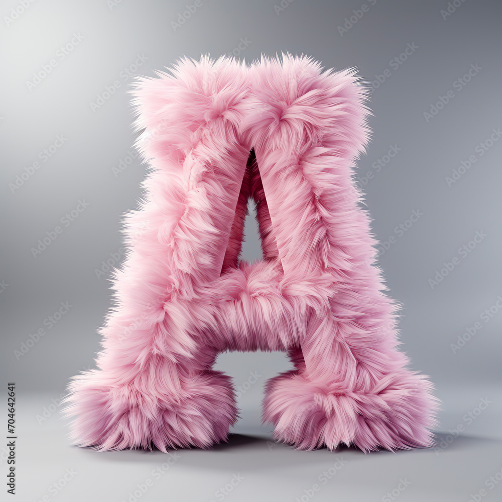 Plush Pink Fur Crafting the Alphabet's A created with Generative AI technology Plush Pink Fur Crafting the Alphabet's A created with Generative AI technology