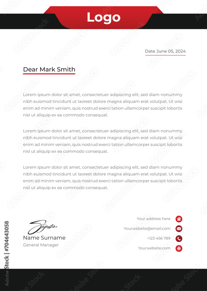 a vector template of business letterhead design