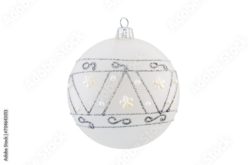 White Christmas ball isolated on white background with clipping path