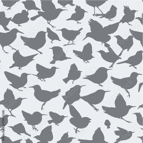 Seamless pattern with birds, vector